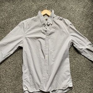 Calvin Klein Dress shirt, gray & white checkered long sleeve.